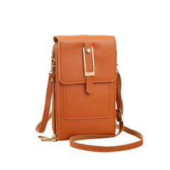 MOMISY Mobile Bag Cellphone Sling Card Holder Wallet Handbag, Transparent Screen, Crossbody Multi-function Shoulder Bag for Girls-Belt (Brown)