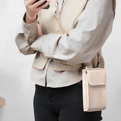 MOMISY Multi-Function Crossbody bags for Women Mobile Cell Phone Holder Card Pocket Bag Stylish PU Leather Sling Bags for Women Girls Purse Wallet Mini Shoulder Bags (Off White)