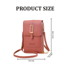 MOMISY Mobile Bag Cellphone Sling Card Holder Wallet Handbag, Transparent Screen, Crossbody Multi-function Shoulder Bag for Girls-Belt (Dark Pink)