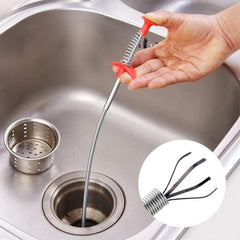 SYGA Drain Sink Snake Clog Cleaning Accessories, Spring Pipe Cleaner Hooks, Multifunctional Stick Cleaning Claw, Sewer Dredging Hair Purifier Extraction Tool for Kitchen, Bathtub, Shower and Sink-90cm