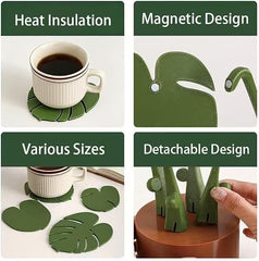 StyleX Store® [Pack of 1 Artificial Plant with Decorative Flower Pot Coaster, Magnetic Leaf Design, Study Tabletop Office Desk Decor, Modern Indoor Planter, Living Room, Bedroom, Home Decoration
