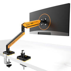 ETHU Single Heavy Duty Monitor Arm for 17-42 inches Monitors with 30 RGB Lighting Effects,Holds 15KG/33lbs,Ultrawide Monitor Arm for Curved Flat Monitors (Yellow)