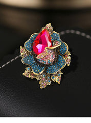 SYGA Brooch Pin Fashion Crystal Rhinestone Jewellery Pin Vintage Accessories Decoration Clothing Bouquet Brooches for Bridal Women Girl (BLUE-ROSE-PINK)