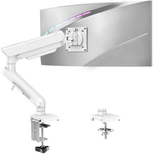 Single Monitor Mount for 13-32 inch Screen, Gas Spring Arm, Gaming & Home Office Use, VESA 75x75mm & 100x100mm, Freelift Pro White
