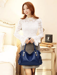 SYGA Women's Large Capacity Casual Crossbody Bag, One Shoulder Strap, Pu Leather Handbags(Royal Blue)