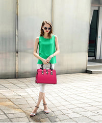 SYGA Leather Hand-Held Crocodile Pattern Women's Bag Single-Slant Handbag(ROSE RED)