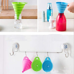SYGA Red Silicone Funnel Set of 2 for Kitchen Retractable Silicone Oil Liquid Funnel Transfer Hopper