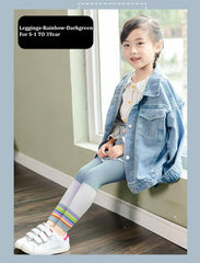 SYGA Children's Leggings Tights for Girls Soft Cotton Anti-Pilling Leggings Rainbow Cropped Pants (Small - 1-3 Years, Black)