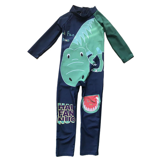 SYGA Children's Swimsuit Long Sleeve Watermelon Dragon-M Size Perfect for Kids Age 3-4 Years Old (Blue)