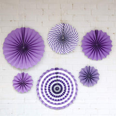 SYGA 6 Pieces of Paper Flower Fan Decoration Background Wall DIY Paper Fan Flower Ball Set(Purple)