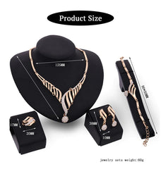 SYGA Four-Piece Jewelry Set Alloy Necklace,Earrings,Bracelet,Ring Set for Party Wedding Festive for Women & Girls Accessories