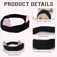 MOMISY Elastic Hair Head Band, Washable Facial Makeup Wrap Headband for Women, Spa Face Cleansing Band, Free Size (Pink Black, Free)