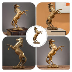 SYGA Atmospheric Golden Horse Resin Ornaments Home Office Wine Cabinet Bookcase TV Cabinet Model Room Decoration