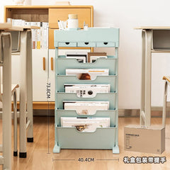 SYGA Removable Multifunctional Book Storage Rack Shelf Living Room Layered Plastic Sundries Storage One Generation(Blue)