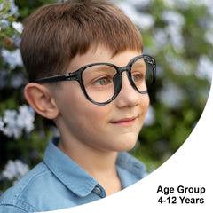 SYGA Children's Lightweight Anti-Blue Light Glasses Round Frame Comfortable Kids For Age 4-12Years old(Transparent orange frame orange legs)