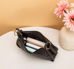 SYGA Women's Handbags Fashion Black Versatile Shoulder Bag With Zikzak Design