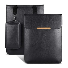 SwooK 15-16 Inch Laptop Sleeve with Handle & Pouch – Waterproof PU Leather Slim Case Compatible with MacBook Pro 16", Dell XPS 15, Lenovo, HP, ASUS – Scratch Resistant, Velvet Lined- Coffee