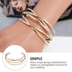 SYGA Cross Border Metal Open Hollow Vintage Bracelet for Girl, Party, Holiday, Beach Accessories - 10 Gold