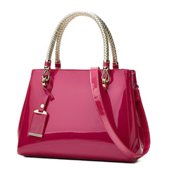 SYGA Women's Glossy Patent Leather Handbag Large Capacity Bag Suitable Gift for a festival,occasion,Birthday(ROSE RED)