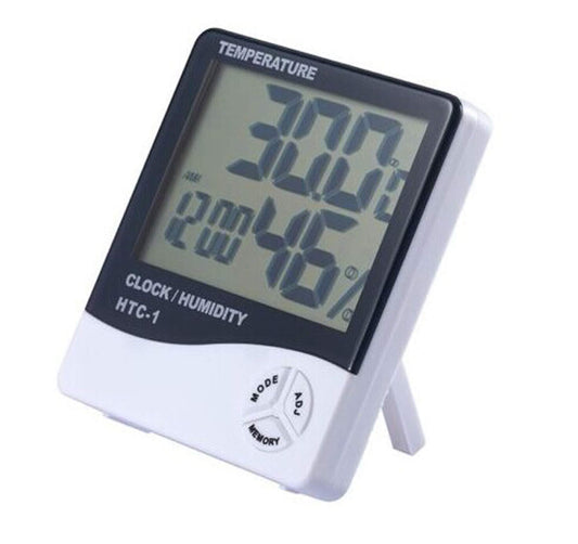 SYGA Digital Thermometer Hygrometer Temperature Humidity Meter Clock HTC-1 for Home