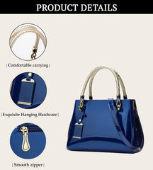 SYGA Women's Glossy Patent Leather Handbag Large Capacity Bag Suitable Gift for a festival,occasion,Birthday(ROYAL BLUE)
