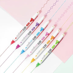 SYGA Set of 8 Roller Printing Pen Curve Highlighter Flower Contour Pen Double Line Wave Quick-Drying Box