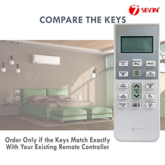 7SEVEN® Compatible with Hitachi Split Ac RSE/ESE/CSE-314HBD Model Original Remote of 168 Part Number Only Suitable with 1.2 Ton 3 Star Air Conditioner - Not Universal Hitachi Ac Remote
