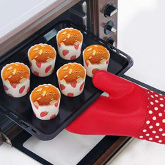 SYGA Set of 2 Heat 572?F Resistant Glove, Suitable Dishwasher Microwave Kitchen Professional Baking BBQ Mitten(Red)