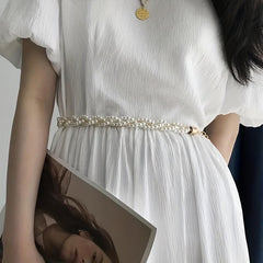 SYGA Pearl Waist Chain Belt Adjustable Decorative Belt Hollowed Tassel Waist Belts Suitable Size for Waist 26-40