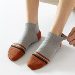 MOMISY Men's Premium Cotton Cushion Ankle length Socks, (Multicolor) Pack of 5 (Free Size) (2 Color)