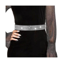 SYGA Women's Rhinestone Elastic belt with diamonds, fashionable and versatile dress, crystal girdle Belt(Black)