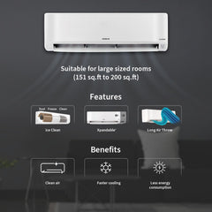 Hitachi 2 Ton Class 3 Star Xpandable+ Inverter Split AC (100% Copper, 4-Way Swing, ice Clean, Dust Filter, 3400SXL RAS.D322PCBIBS, White)