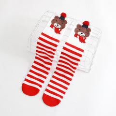 MOMISY Girl's 1 Pair of Baby Spring Winter And Autumn Combed Cotton Long Tube Knee-High Socks Suitable Age of 3 to 12 Years (IN, Age, 3 Years, 12 Years, RedWhiteStripes)