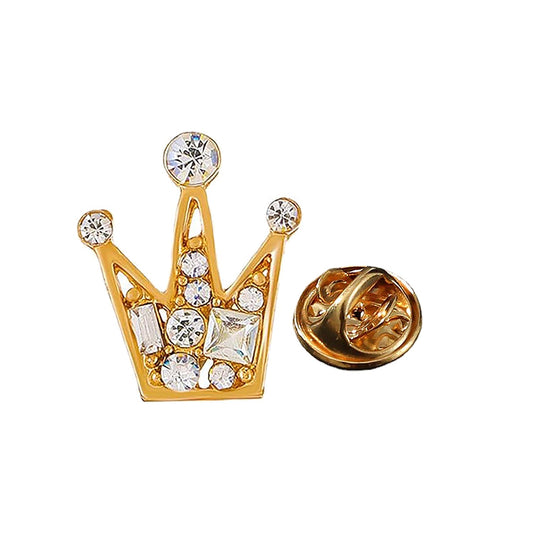 SYGA Men's Suit Chest Brooch Fashionable Gemstone Decoration Diamond Clothing Accessories(Golden Crown)