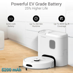 MILAGROW Imap15 AI Plus, Lidar, Convertible Robotic Vacuum Cleaner, Powerful 10000Pa Suction, 3.5L Self-Empty Dustbin, 70 Days Handsfree, 5200 Mah Battery, WiFi/APP/Alexa/Remote, (White), 260 Minutes