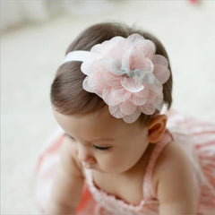 Momisy Baby Girl Headbands, Floral Hair Accessories with Lace Flowers, Pink White Yellow, Set of 3