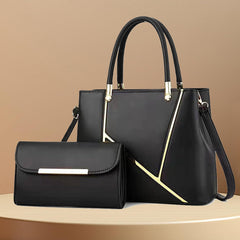 SYGA 2 Pieces Women's Crossbody Handbag Set Mini Satchels with Shoulder Strap PU Leather(Black)