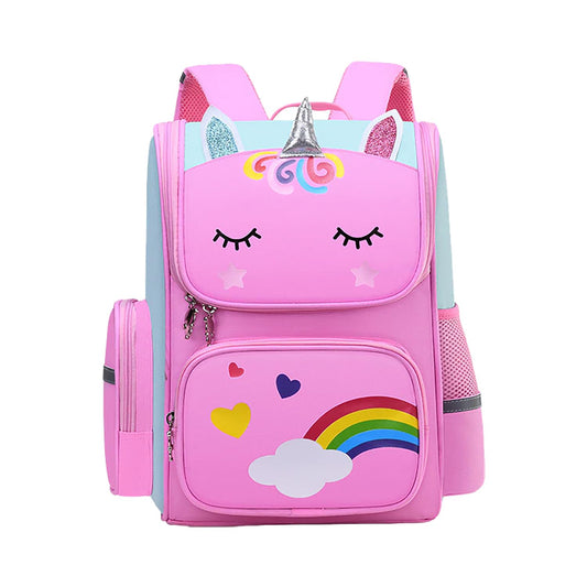 SYGA Kids, Lightweight Schoolbag, Breathable, waterproof, Cute Unicorn Design Backpack for Primary School Student (Pink)