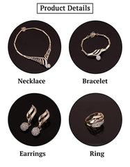 SYGA Four-Piece Jewelry Set Alloy Necklace,Earrings,Bracelet,Ring Set for Party Wedding Festive for Women & Girls Accessories