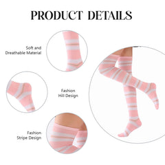 MOMISY Knee Socks for Womenand Girls Premium Cotton Blend, Breathable Long Knee High Stockings, Ultimate Comfort and Style, Ideal for Daily Use- Pack of 1 (Free Size) (Light Pink White)