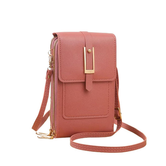 MOMISY Mobile Bag Cellphone Sling Card Holder Wallet Handbag, Transparent Screen, Crossbody Multi-function Shoulder Bag for Girls-Belt (Dark Pink)