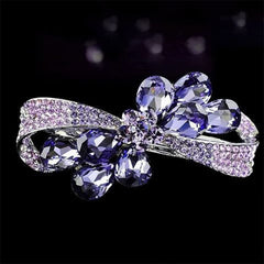 SYGA Women Rhinestone Small Spring Clip Hairpin Medium Adult Head Flower Top Clip Hair Accessories - Blue