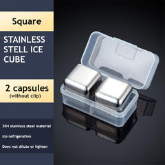 SYGA 2 Stainless Steel Whiskey Stones Ice Cubes with Container-Food Grade Quick-Frozen Ice for Wine - Metal Ice Cubes for Chilling Red Wine