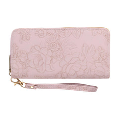 SYGA Women's PVC Material , Zip-Around Wallet with Flower Pattern, Card and Coin Holder