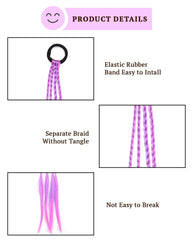 SYGA Cute Girl Colorful Wig Hair Rope Princess Twisted Braid Elastic Hairband Ponytail Headdress Fashionable Children's Hair Accessories(Gradient Purple Rose Red)