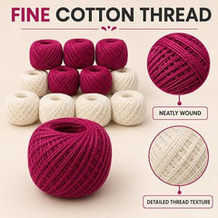Crochet Cotton Thread Yarn Combo, 10 Rolls for Knitting, Crochet, Embroidery and Craft Making, Soft Decorative Thread for Handmade DIY Projects, Yellow & Green