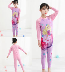 SYGA Children's Swimsuit Long Sleeve Yellow Hair Barbie Mermaid-XL size Perfect for kids Age 7-8 years old (Purple)