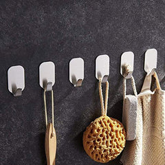 HASTHIP® 8 Pack Stainless Steel Adhesive Wall Hanger Self Adhesive Hooks | Waterproof Heavy Duty Sticky Wall Hooks for Hanging Bathroom Kitchen Robe Coat Towel Kitchen Utensils, Narrow Hook