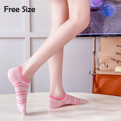 MOMISY Women Ladies Girls Cotton Invisible No show Cotton Loafer Adult Socks (Multi-colour Pack of 6)-Free Size-Striped