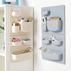 SYGA Plastic Self-Adhesive Accessories Holder, Storage Stand, Home Organizer Wall-Mounted Top 2 Holders (Medium, Grey)